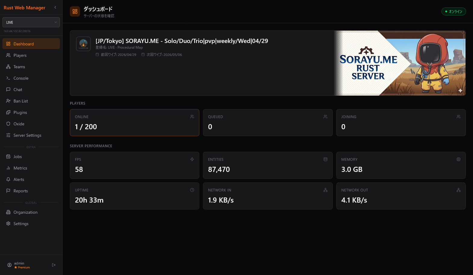 RustWebManager Dashboard